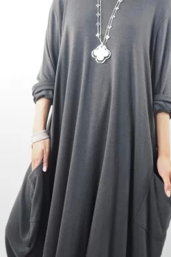 Made In Italy Chalet Classic Cocoon Knit Dress Shadow Grey -Fashion Women's Store made in italy chalet classic cocoon knit dress shadow grey05.jpg