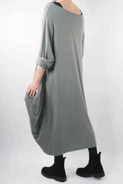 Made In Italy Chalet Classic Cocoon Knit Dress Soft Khaki Green -Fashion Women's Store made in italy chalet classic cocoon knit dress soft khaki green03.jpg