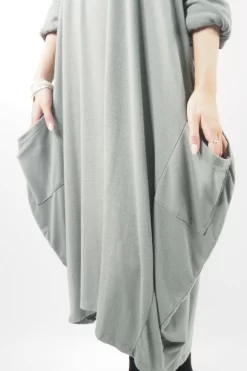 Made In Italy Chalet Classic Cocoon Knit Dress Soft Khaki Green -Fashion Women's Store made in italy chalet classic cocoon knit dress soft khaki green04.jpg