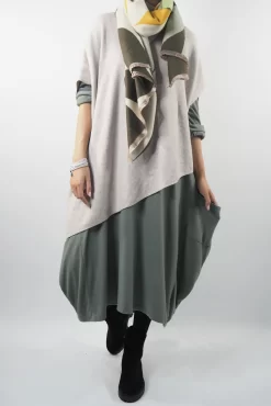 Made In Italy Chalet Classic Cocoon Knit Dress Soft Khaki Green -Fashion Women's Store made in italy chalet classic cocoon knit dress soft khaki green05.jpg