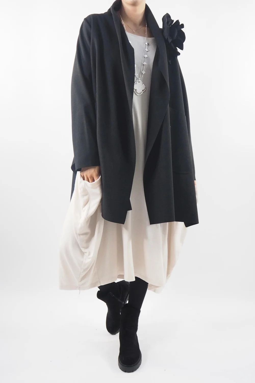 Made In Italy Chalet Classic Cocoon Knit Dress Stone Beige 7 Made In Italy Chalet Classic Cocoon Knit Dress Stone Beige - Image 5