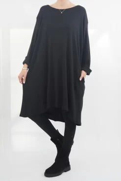 Made In Italy Chalet Pocketed Swing Soft Knit Dress Black 9 Made In Italy Chalet Pocketed Swing Soft Knit Dress Black -Fashion Women's Store made in italy chalet pocketed swing dress black04.jpg