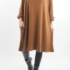Made In Italy Chalet Pocketed Swing Soft Knit Dress Chestnut -Fashion Women's Store made in italy chalet pocketed swing dress chestnut 1.jpg