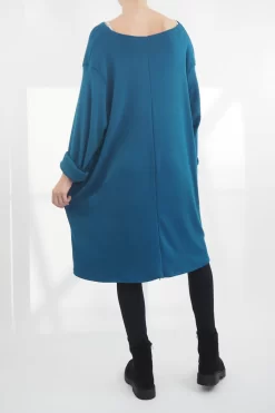 Made In Italy Chalet Pocketed Swing Soft Knit Dress Prussian -Fashion Women's Store made in italy chalet pocketed swing dress prussian03.jpg