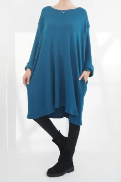 Made In Italy Chalet Pocketed Swing Soft Knit Dress Prussian -Fashion Women's Store made in italy chalet pocketed swing dress prussian04.jpg