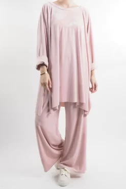 Made In Italy Chalet Soft Stretch Velour Set Blush