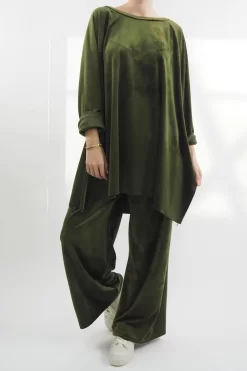 Made In Italy Chalet Soft Stretch Velour Set Deep Olive -Fashion Women's Store made in italy chalet soft stretch velour set deep olive204.jpg