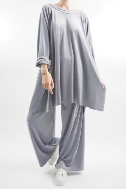 Made In Italy Chalet Soft Stretch Velour Set Dove