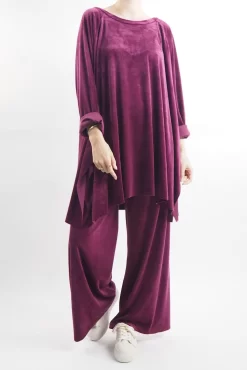 Made In Italy Chalet Soft Stretch Velour Set Magenta