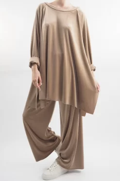 Made In Italy Chalet Soft Stretch Velour Set Soft Tan -Fashion Women's Store made in italy chalet soft stretch velour set stone204.jpg