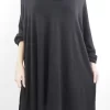 Made In Italy Chalet Super Slouch Cowl Knit Top Black