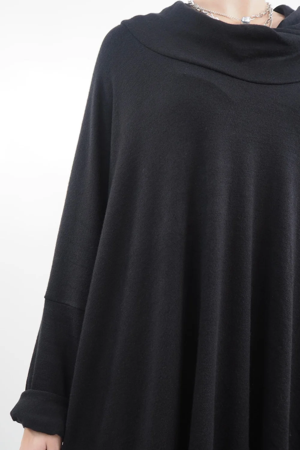 Made In Italy Chalet Super Slouch Cowl Knit Top Black 6 Made In Italy Chalet Super Slouch Cowl Knit Top Black - Image 4