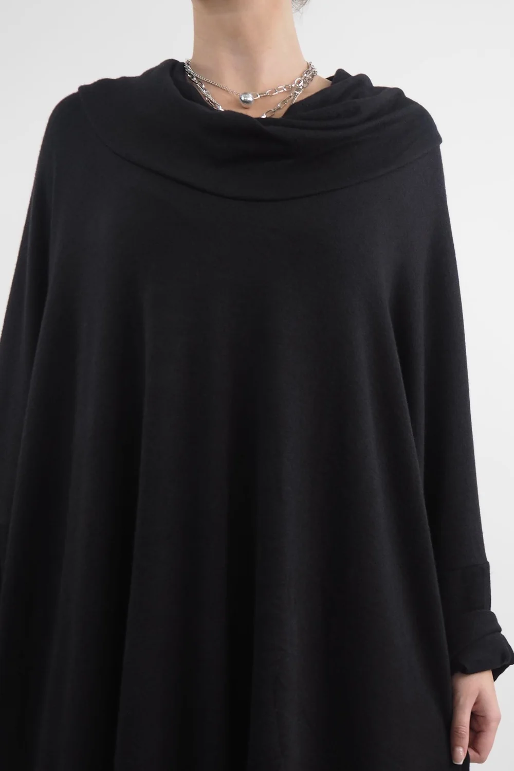 Made In Italy Chalet Super Slouch Cowl Knit Top Black 8 Made In Italy Chalet Super Slouch Cowl Knit Top Black - Image 6