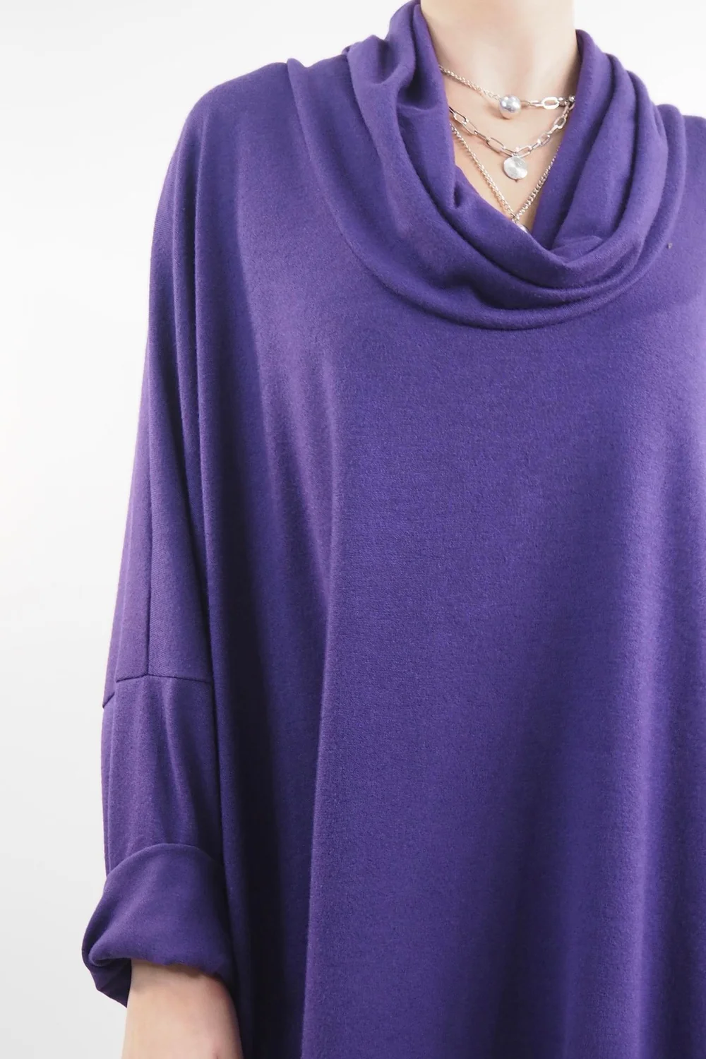 Made In Italy Chalet Super Slouch Cowl Knit Top Deep Purple 7 Made In Italy Chalet Super Slouch Cowl Knit Top Deep Purple - Image 5