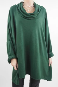 Made In Italy Chalet Super Slouch Cowl Knit Top Forest