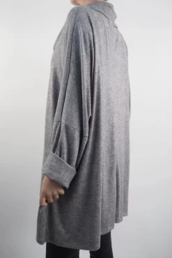 Made In Italy Chalet Super Slouch Cowl Knit Top Slate Marl -Fashion Women's Store made in italy chalet super slouch cowl knit top grey marl03.jpg