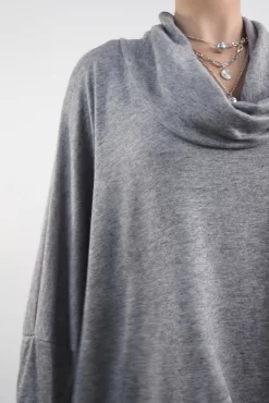 Made In Italy Chalet Super Slouch Cowl Knit Top Slate Marl -Fashion Women's Store made in italy chalet super slouch cowl knit top grey marl05.jpg