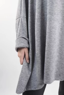 Made In Italy Chalet Super Slouch Cowl Knit Top Slate Marl -Fashion Women's Store made in italy chalet super slouch cowl knit top grey marl06.jpg