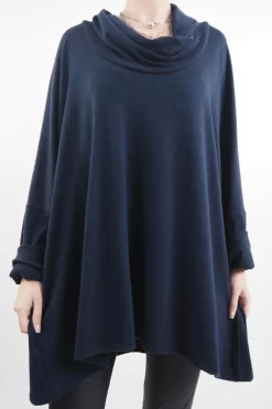 Made In Italy Chalet Super Slouch Cowl Knit Top Ink