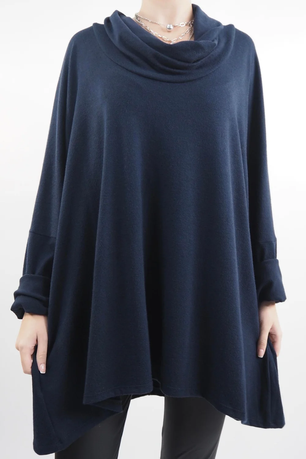 Made In Italy Chalet Super Slouch Cowl Knit Top Ink 3 Made In Italy Chalet Super Slouch Cowl Knit Top Ink