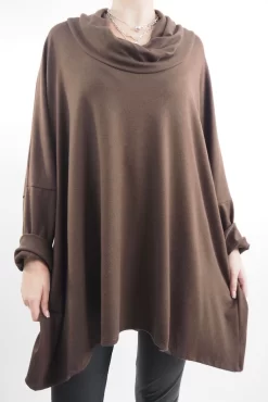 Made In Italy Chalet Super Slouch Cowl Knit Top Truffle