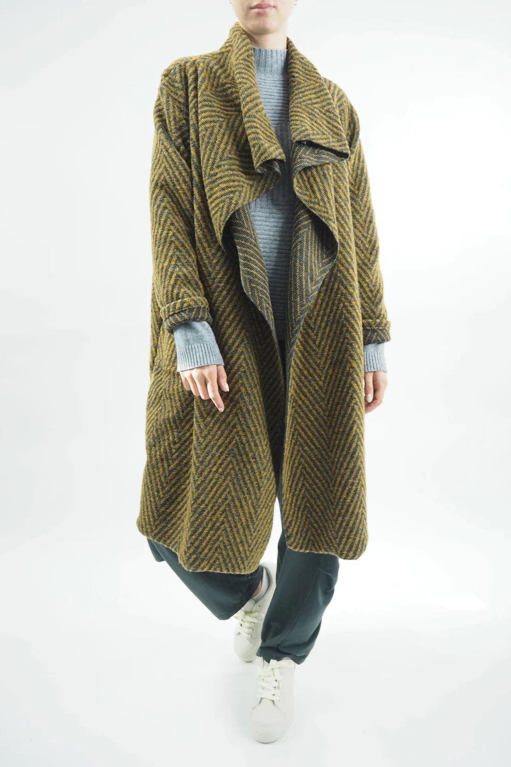 Made In Italy Chevron Blanket Coat Mustard 3 Made In Italy Chevron Blanket Coat Mustard