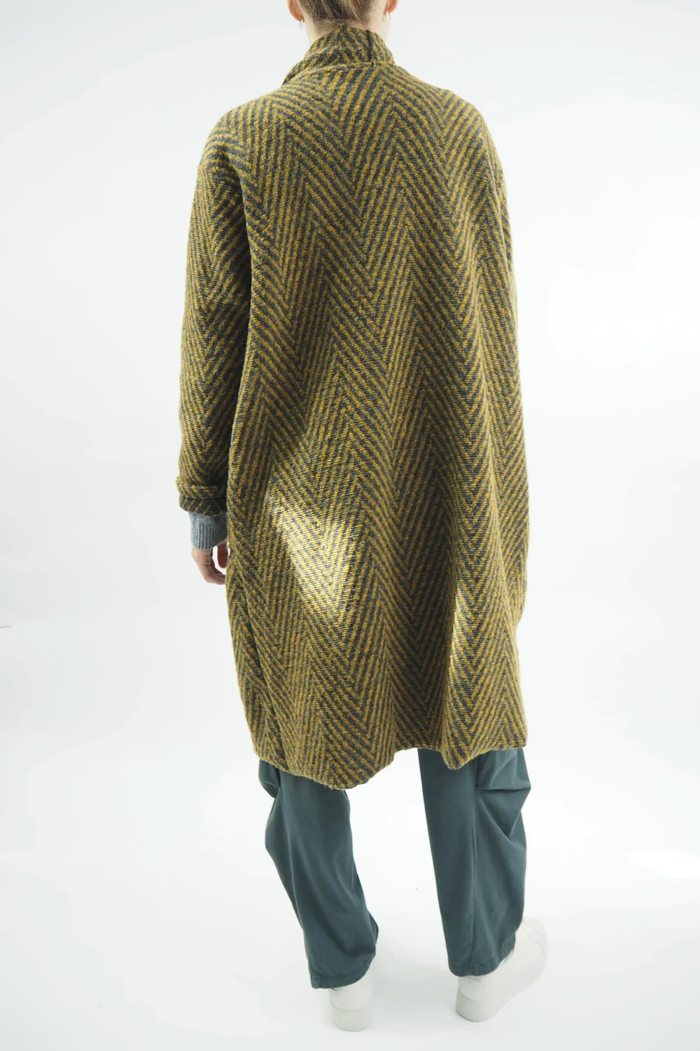 Made In Italy Chevron Blanket Coat Mustard 5 Made In Italy Chevron Blanket Coat Mustard - Image 3