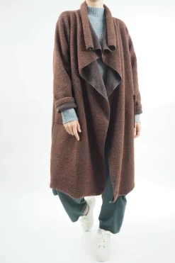 Made In Italy Chevron Blanket Coat Chestnut