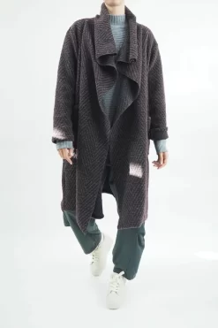 Made In Italy Chevron Blanket Coat Wine