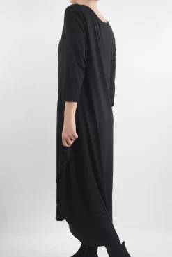 Made In Italy Classic Long Sleeve Parachute Maxi Dress Black -Fashion Women's Store made in italy classic long sleeve parachute maxi dress black03.jpg