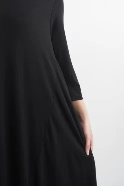 Made In Italy Classic Long Sleeve Parachute Maxi Dress Black -Fashion Women's Store made in italy classic long sleeve parachute maxi dress black04.jpg