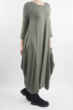 Made In Italy Classic Long Sleeve Parachute Maxi Dress Khaki -Fashion Women's Store made in italy classic long sleeve parachute maxi dress khaki02.jpg