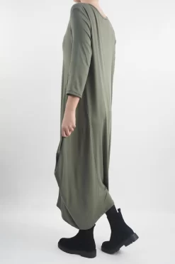 Made In Italy Classic Long Sleeve Parachute Maxi Dress Khaki -Fashion Women's Store made in italy classic long sleeve parachute maxi dress khaki03.jpg