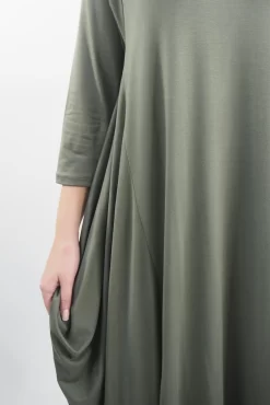 Made In Italy Classic Long Sleeve Parachute Maxi Dress Khaki -Fashion Women's Store made in italy classic long sleeve parachute maxi dress khaki05.jpg