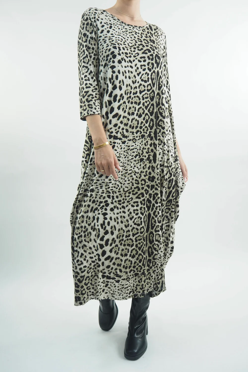 Made In Italy Classic Parachute Dress Mixed Animal Natural 3 Made In Italy Classic Parachute Dress Mixed Animal Natural