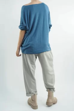 Made In Italy Classic Super Soft Fine Knit Top Denim -Fashion Women's Store made in italy classic super soft fine knit airforce03.jpg