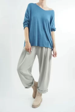 Made In Italy Classic Super Soft Fine Knit Top Denim -Fashion Women's Store made in italy classic super soft fine knit airforce04.jpg