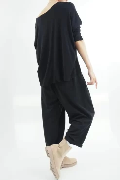 Made In Italy Classic Super Soft Fine Knit Top Black -Fashion Women's Store made in italy classic super soft fine knit black02.jpg