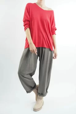 Made In Italy Classic Super Soft Fine Knit Top Cherry -Fashion Women's Store made in italy classic super soft fine knit cherry04.jpg