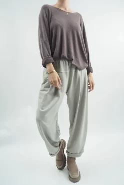 Made In Italy Classic Super Soft Fine Knit Top Hot Chocolate