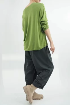 Made In Italy Classic Super Soft Fine Knit Top Olive -Fashion Women's Store made in italy classic super soft fine knit olive02.jpg