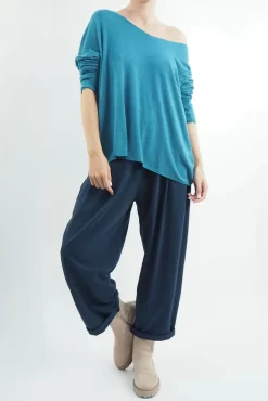 Made In Italy Classic Super Soft Fine Knit Top Prussian