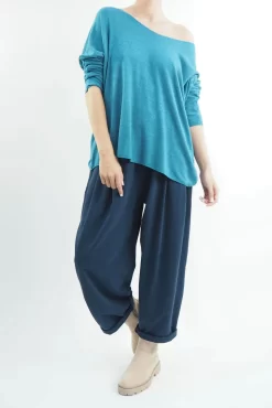 Made In Italy Classic Super Soft Fine Knit Top Prussian -Fashion Women's Store made in italy classic super soft fine knit prussain04.jpg