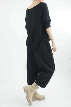 Made In Italy Classic Super Soft Ribbed Fine Knit Top Black -Fashion Women's Store made in italy classic super soft ribbed fine knit black02.jpg