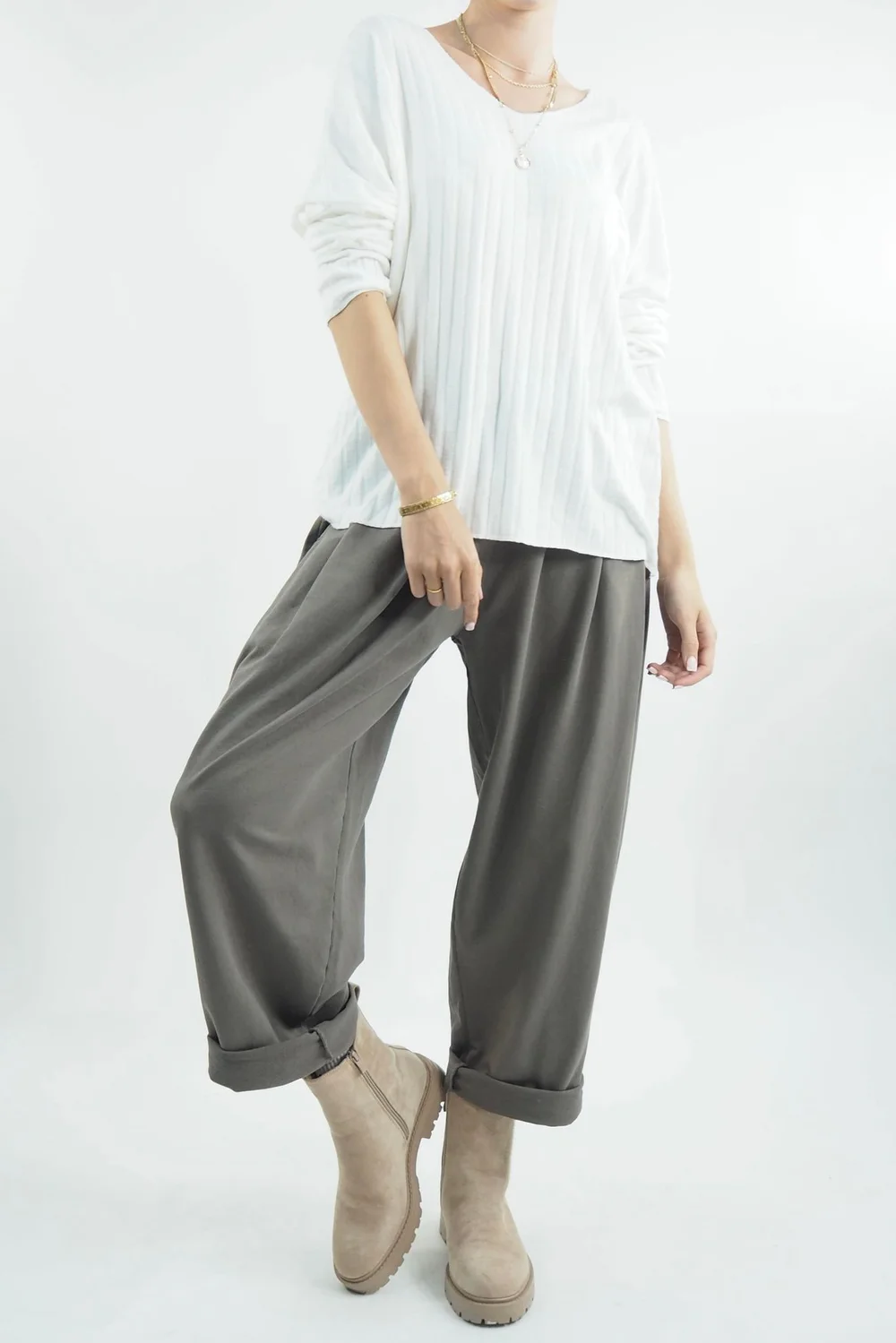 Made In Italy Classic Super Soft Ribbed Fine Knit Top Ecru 3 Made In Italy Classic Super Soft Ribbed Fine Knit Top Ecru