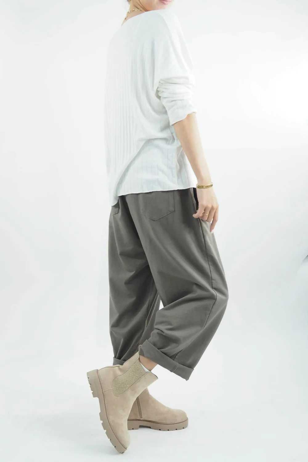 Made In Italy Classic Super Soft Ribbed Fine Knit Top Ecru 4 Made In Italy Classic Super Soft Ribbed Fine Knit Top Ecru - Image 2