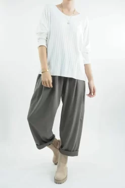 Made In Italy Classic Super Soft Ribbed Fine Knit Top Ecru 9 Made In Italy Classic Super Soft Ribbed Fine Knit Top Ecru -Fashion Women's Store made in italy classic super soft ribbed fine knit ecru04.jpg