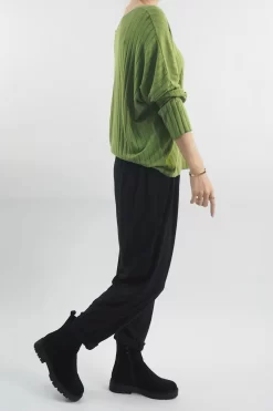 Made In Italy Classic Super Soft Ribbed Fine Knit Top Matcha / -Fashion Women's Store made in italy classic super soft ribbed fine knit matcha 3.jpg