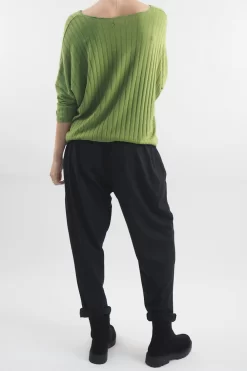 Made In Italy Classic Super Soft Ribbed Fine Knit Top Matcha / -Fashion Women's Store made in italy classic super soft ribbed fine knit matcha 4.jpg