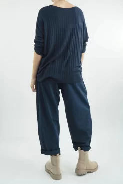 Made In Italy Classic Super Soft Ribbed Fine Knit Top Midnight -Fashion Women's Store made in italy classic super soft ribbed fine knit midnight03.jpg